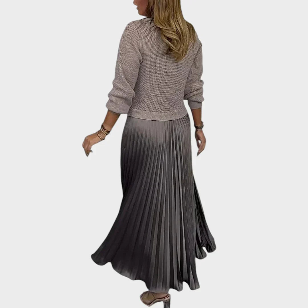 Jemma - Robe en Coton Effet 2pcs Pull et Jupe Plissée