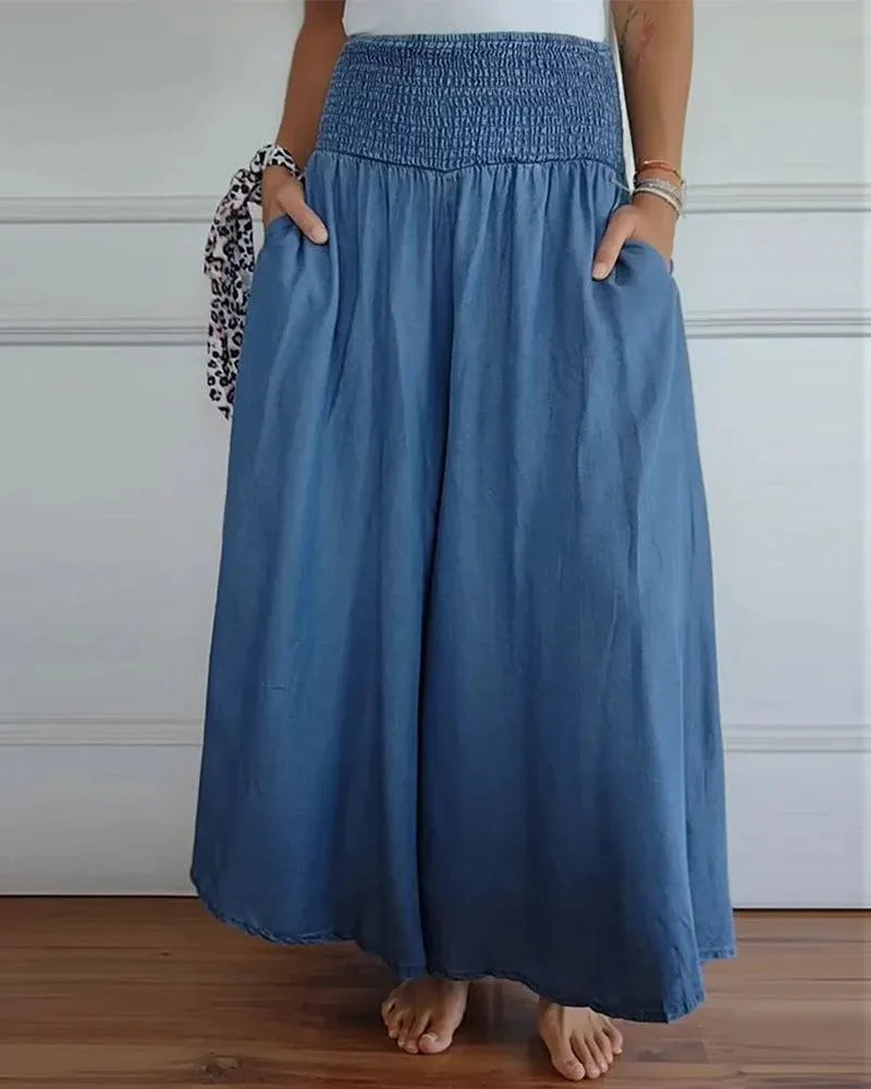 Jytte - Pantalones Anchos de Cintura Alta Ultra Cómodos
