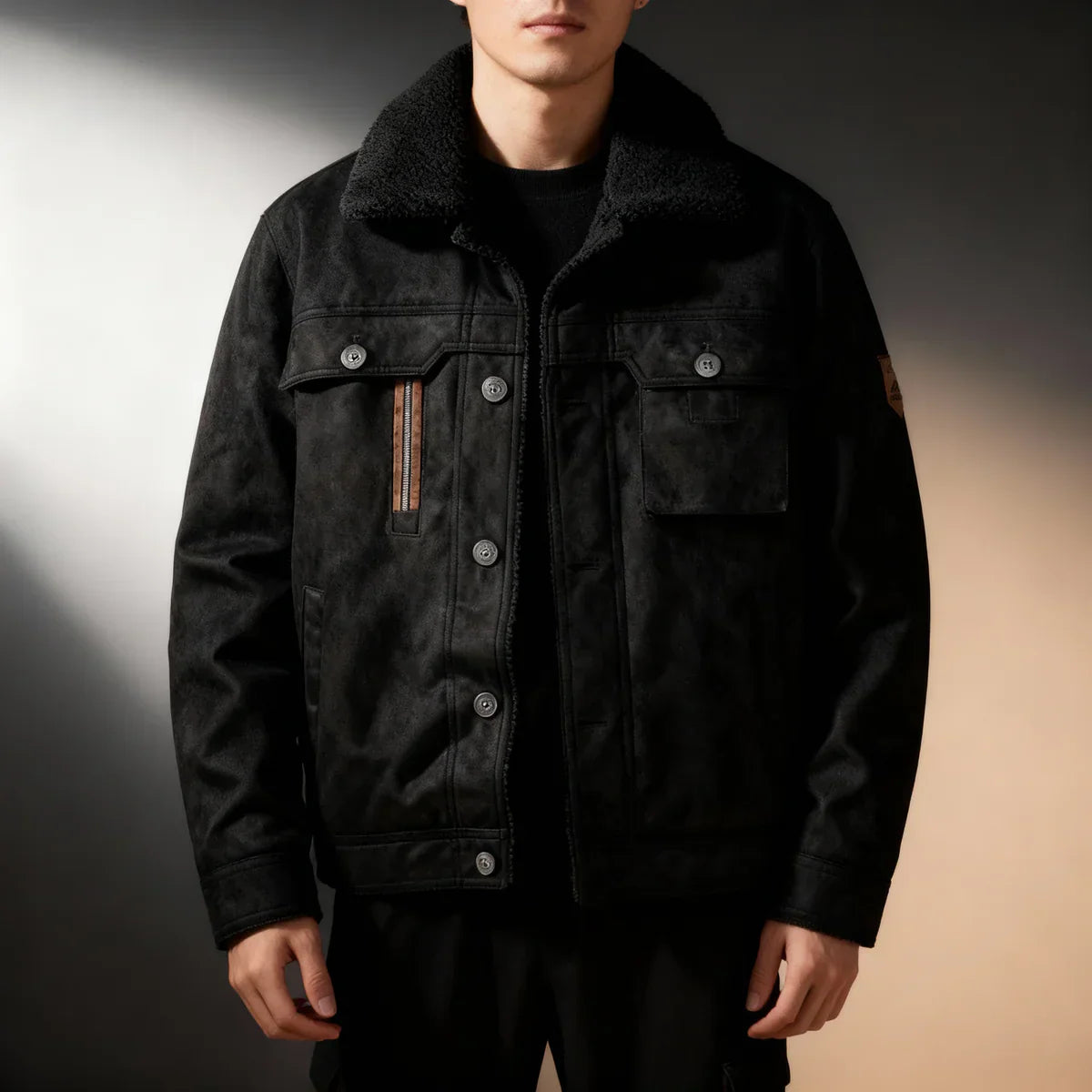 Niels - Veste en Daim Haut de Gamme Doublure Sherpa