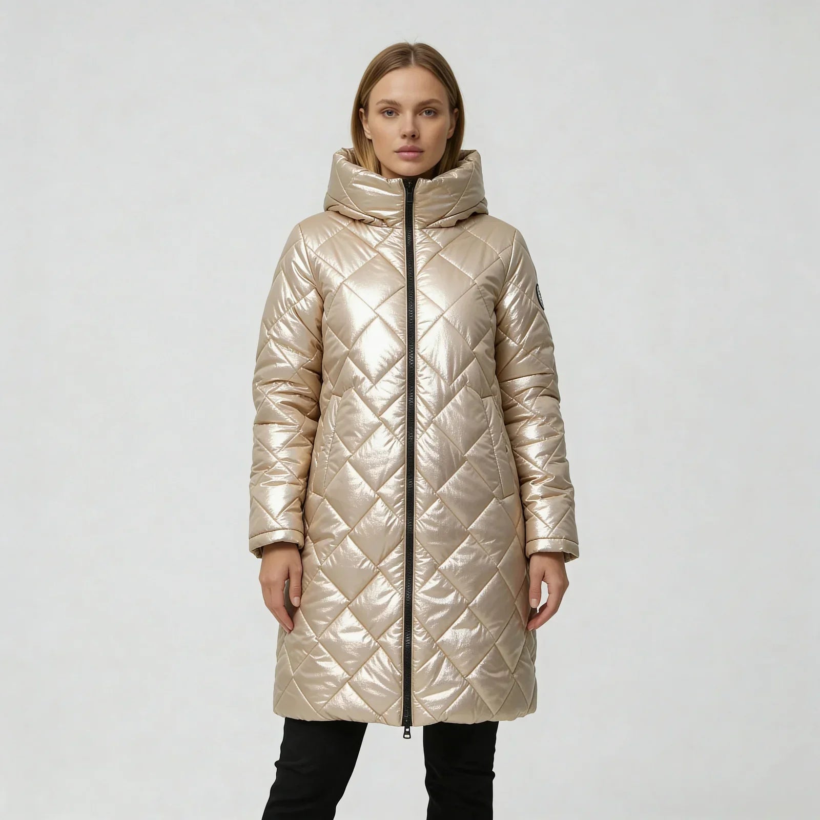 Natalia - Long Manteau Matelassé Luxueux à Capuche