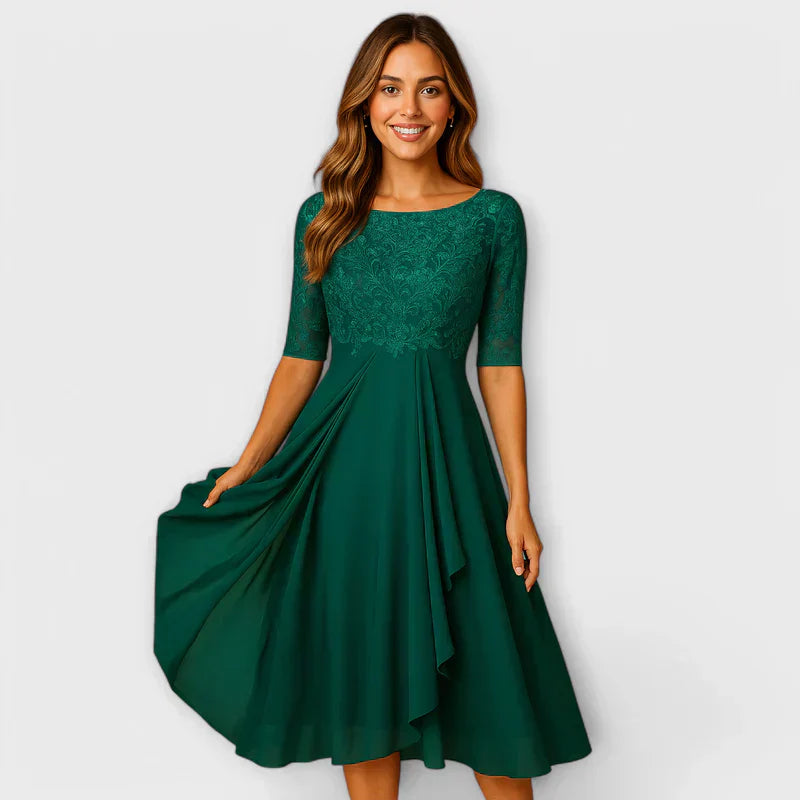 Daphné - Vestido Hecho a Mano con Bordado de Encaje y Detalles de Tul