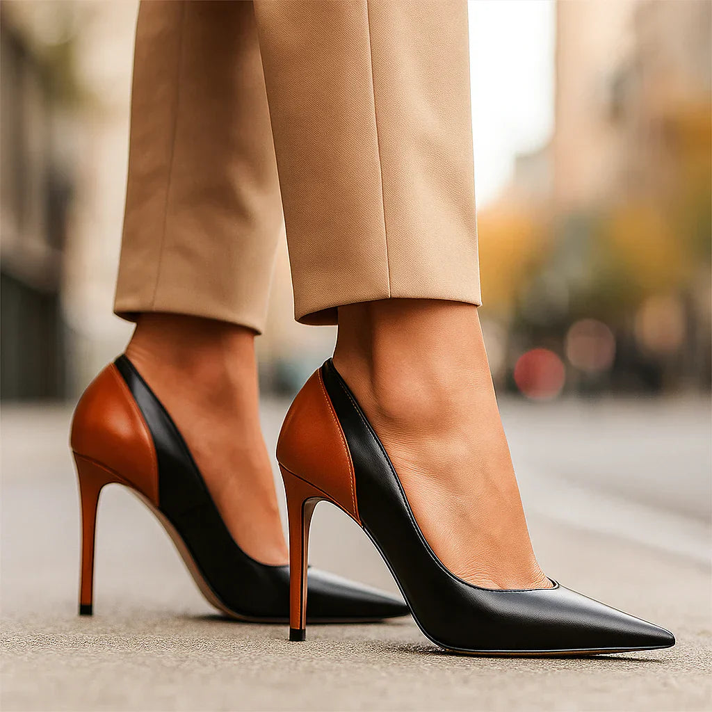 Cassandre - Élégants Escarpins en Cuir Bicolore