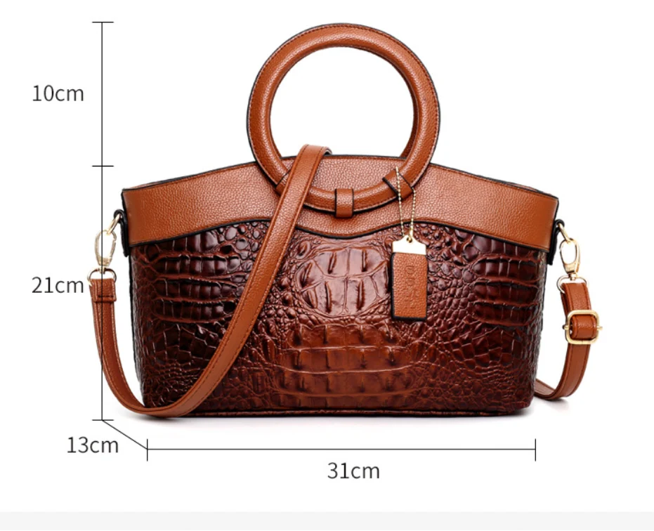 Ketty - Bolso Bicolor de Cuero con Textura Cocodrilo