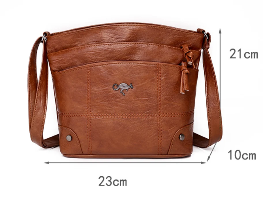 Celya - Bolso Bandolera de Cuero Emblema Canguro