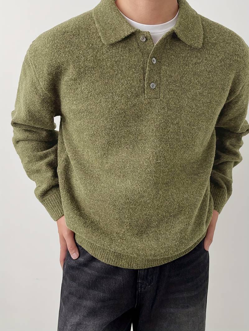 Ilias - Suéter Polo con Botones de Lana Merino