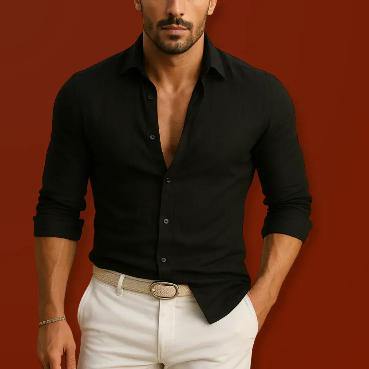 Nikola - Camisa Oxford Elegante de Algodón y Lino