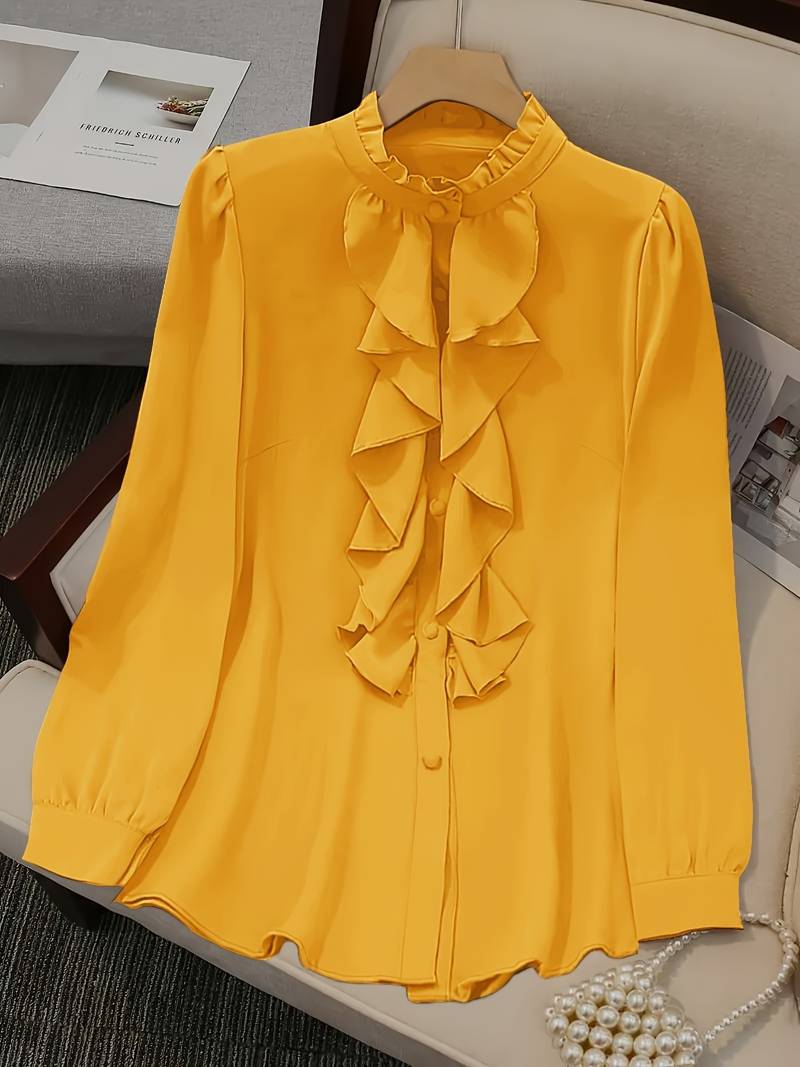 Lyuba - Blusa Chic con Volantes y Cuello Fruncido