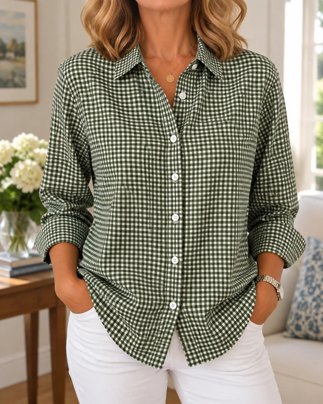 Adelie - Camisa de Algodón Atemporal a Finas Rayas