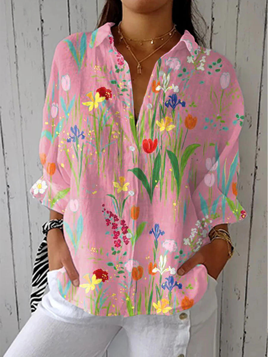 Adelaide - Blusa Ligera Casual Chic Floral de Algodón