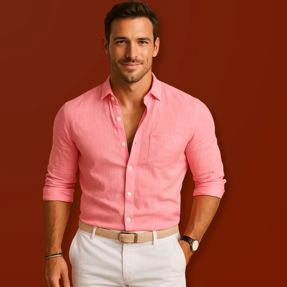 Nikola - Camisa Oxford Elegante de Algodón y Lino