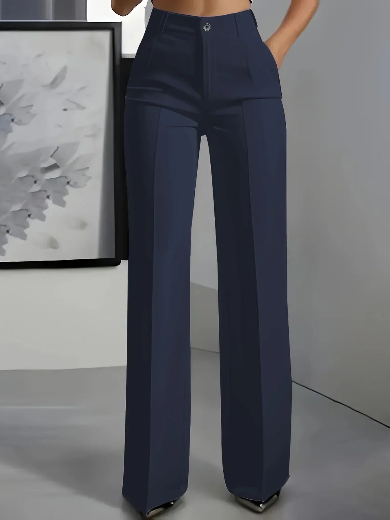 Esma - Élégant Pantalon Taille Haute Stretch Confort