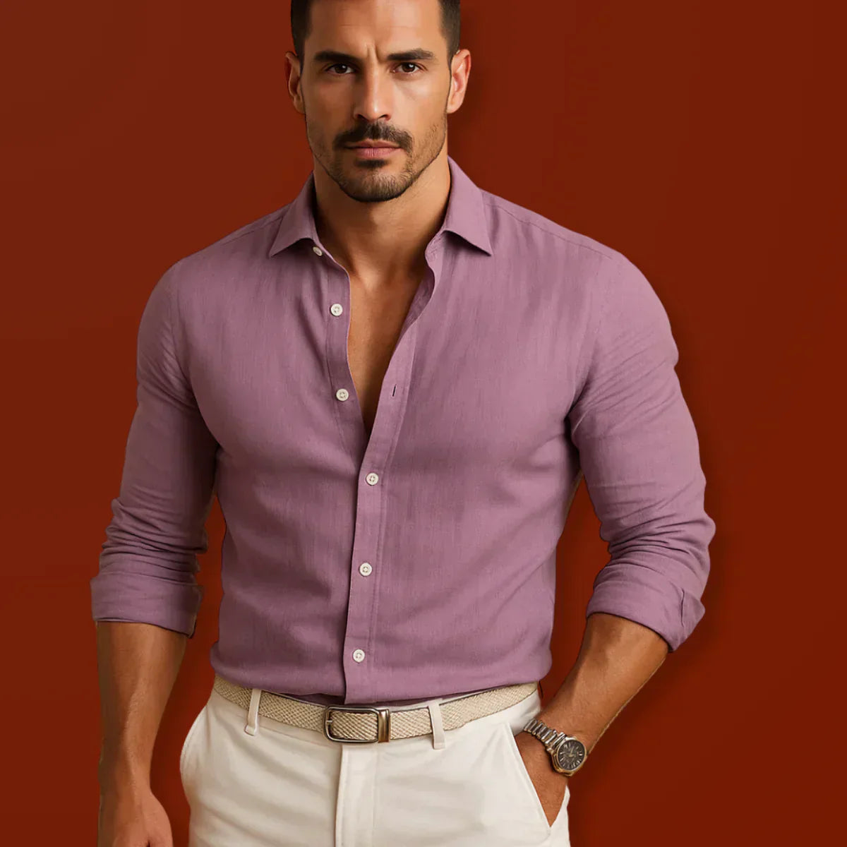 Nikola - Camisa Oxford Elegante de Algodón y Lino