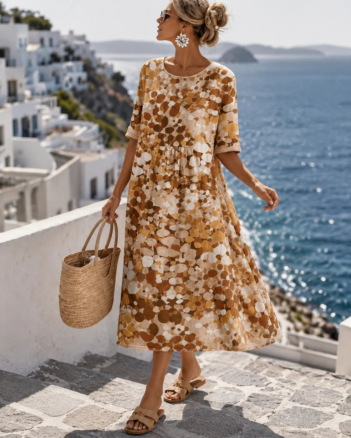 Zaruhi - Vestido con Estampado de Colores Corte Ajustado y Fluido
