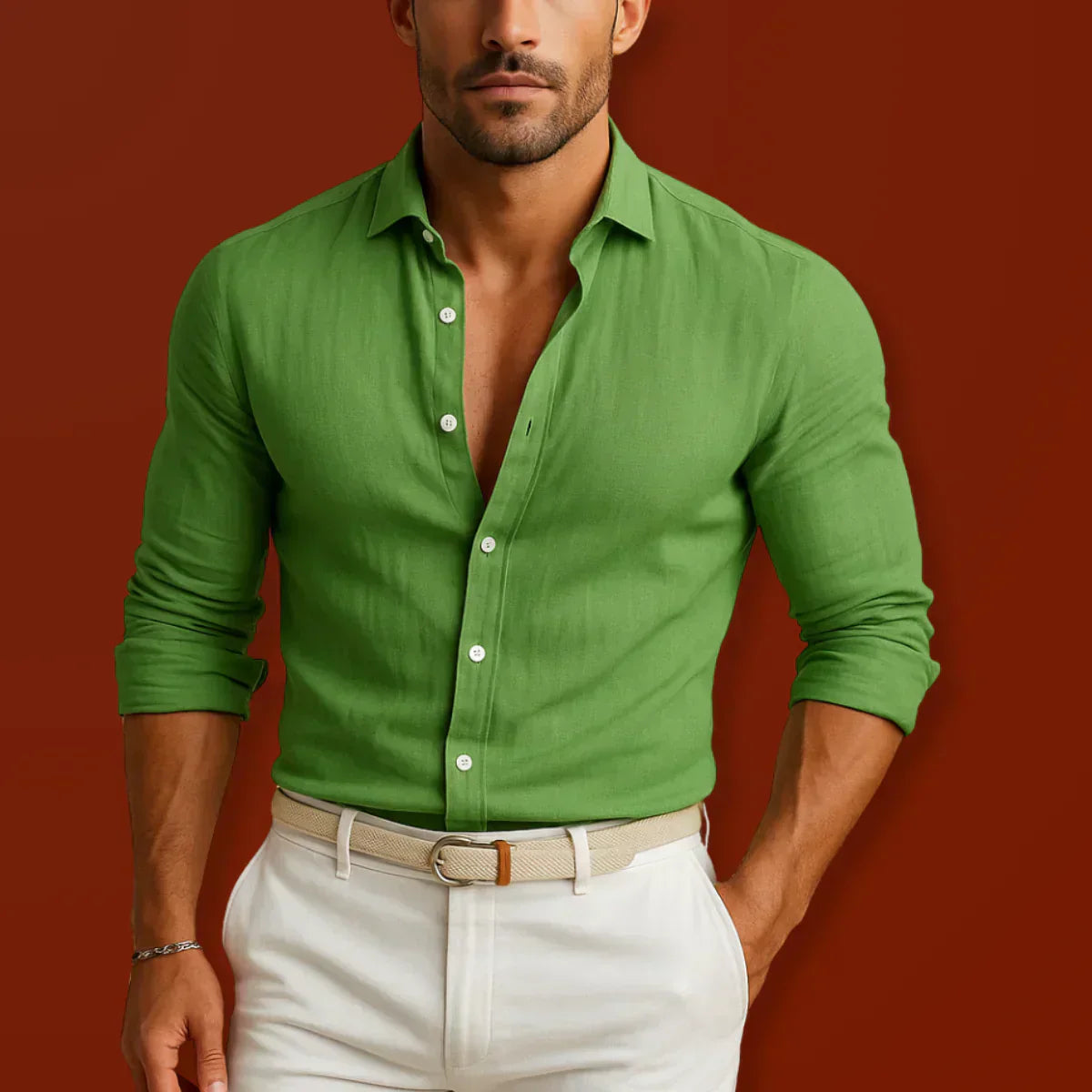 Nikola - Camisa Oxford Elegante de Algodón y Lino