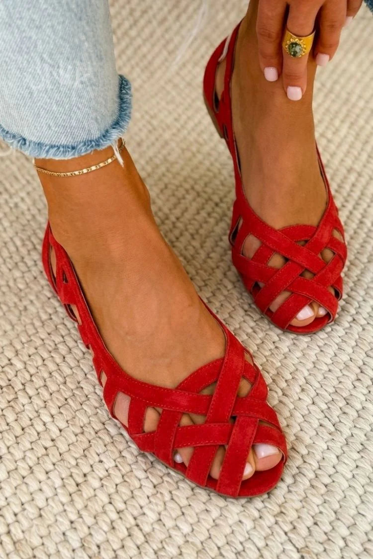 Grasia - Sandalias Estilo Bailarina con Tiras Cruzadas
