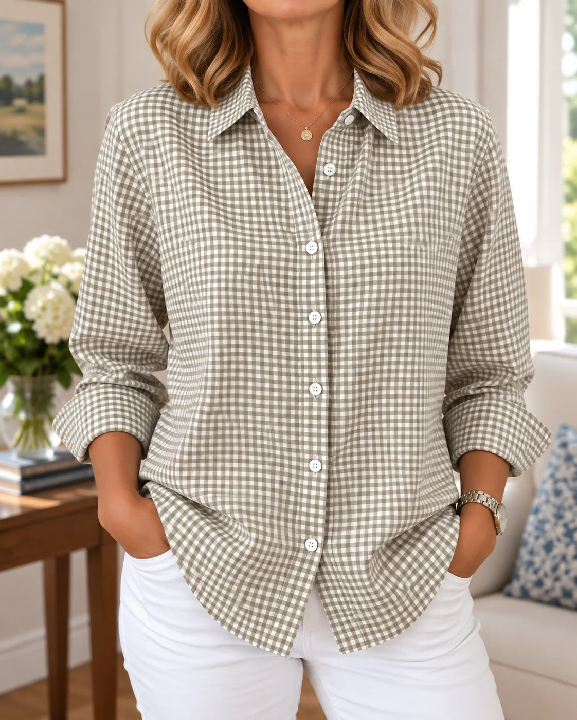 Adelie - Camisa de Algodón Atemporal a Finas Rayas