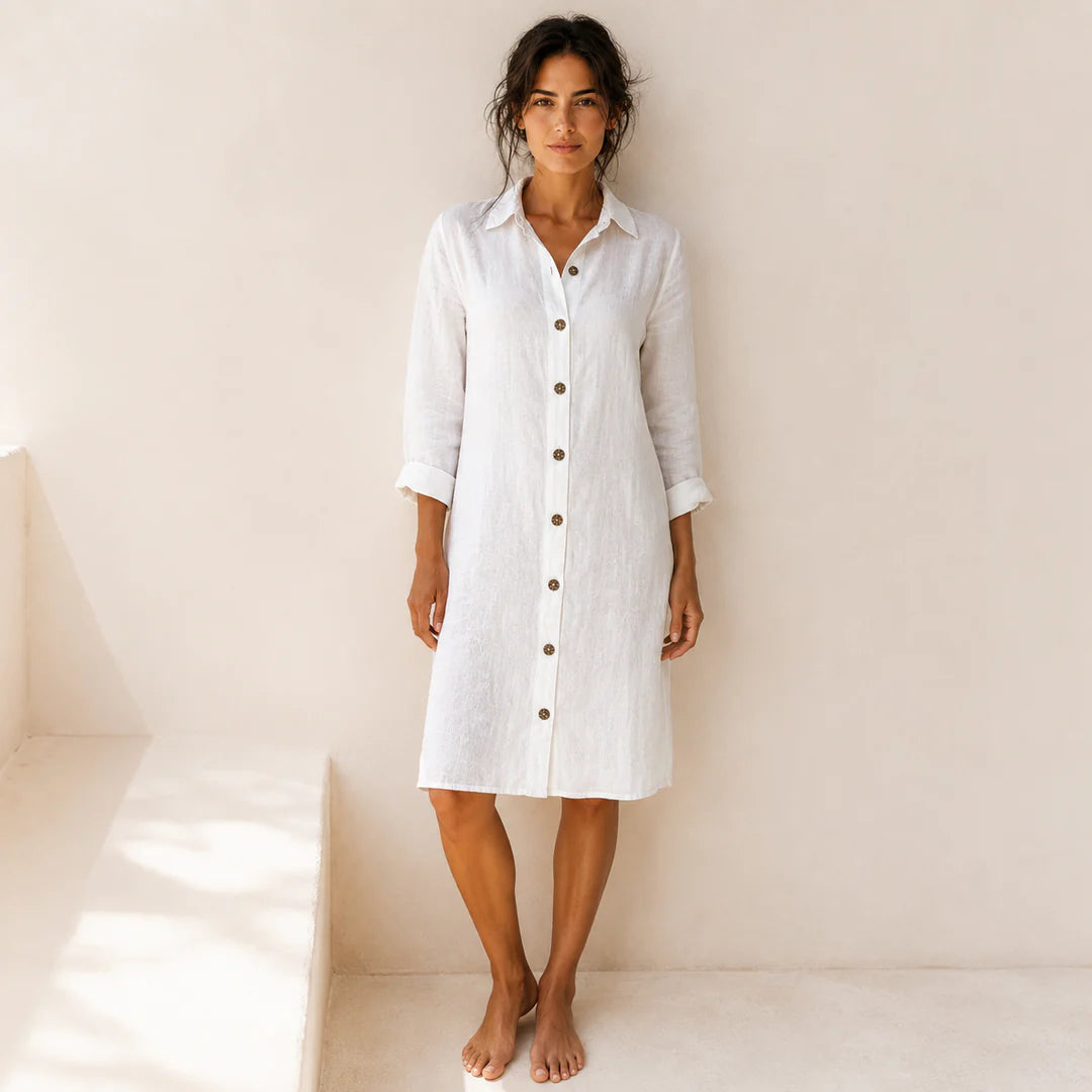 Sada - Vestido Camisero de Lino Suave y Transpirable