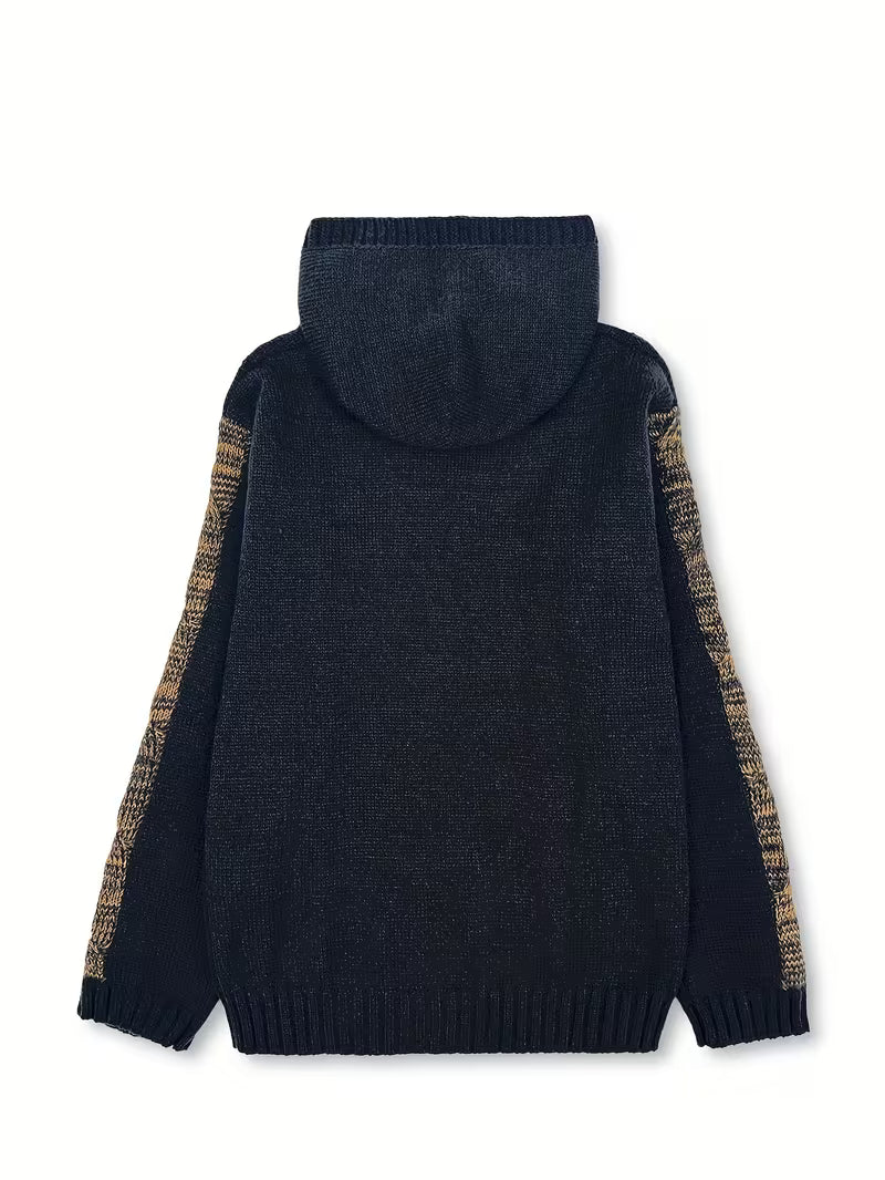 Abigaelle - Pull Vintage en Maille Naturelle à Capuche