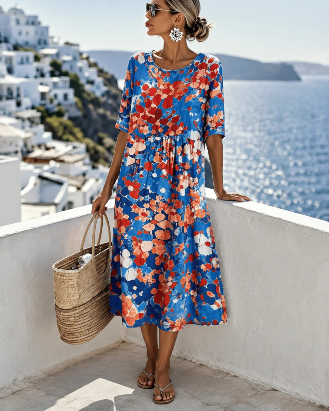 Zaruhi - Vestido con Estampado de Colores Corte Ajustado y Fluido