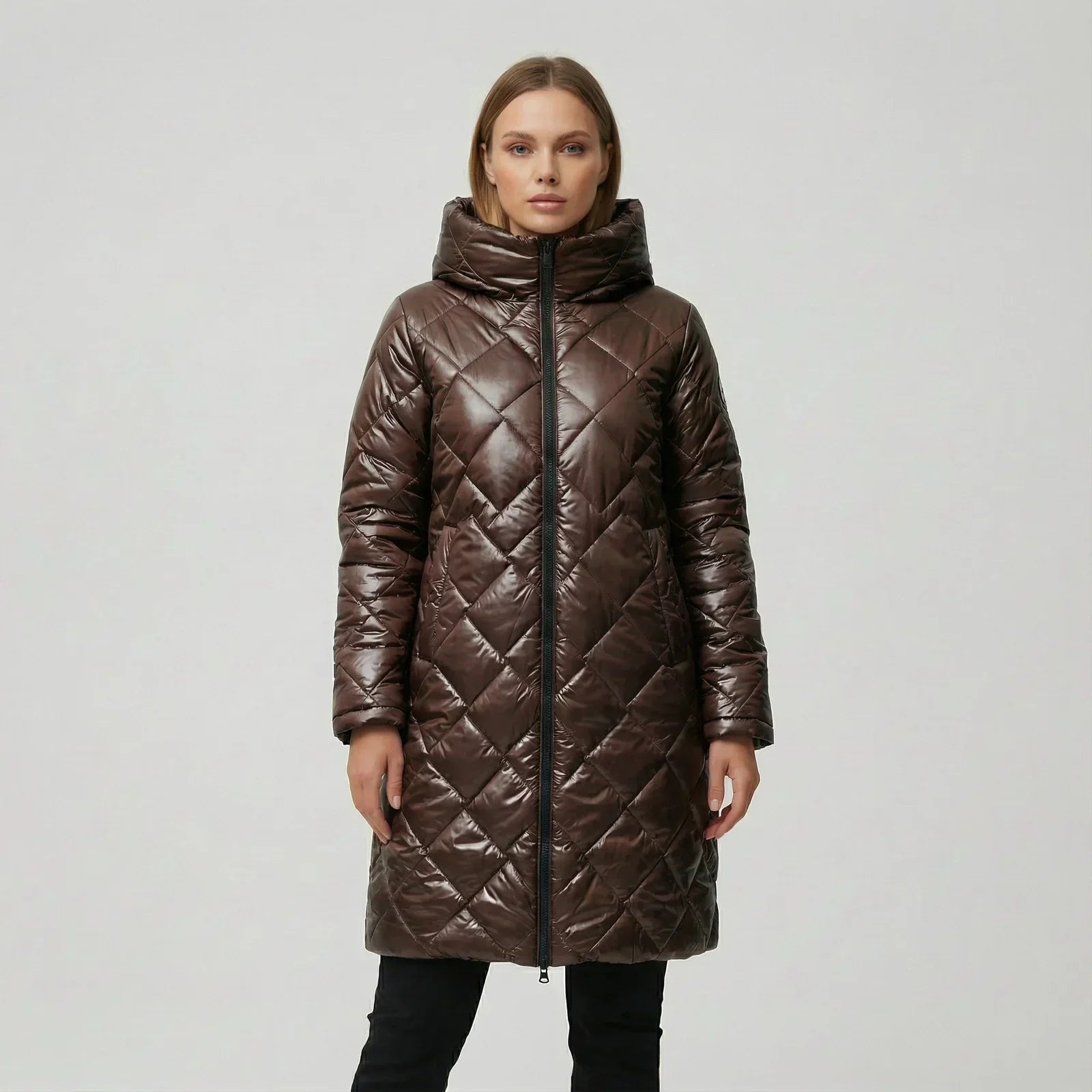 Natalia - Long Manteau Matelassé Luxueux à Capuche