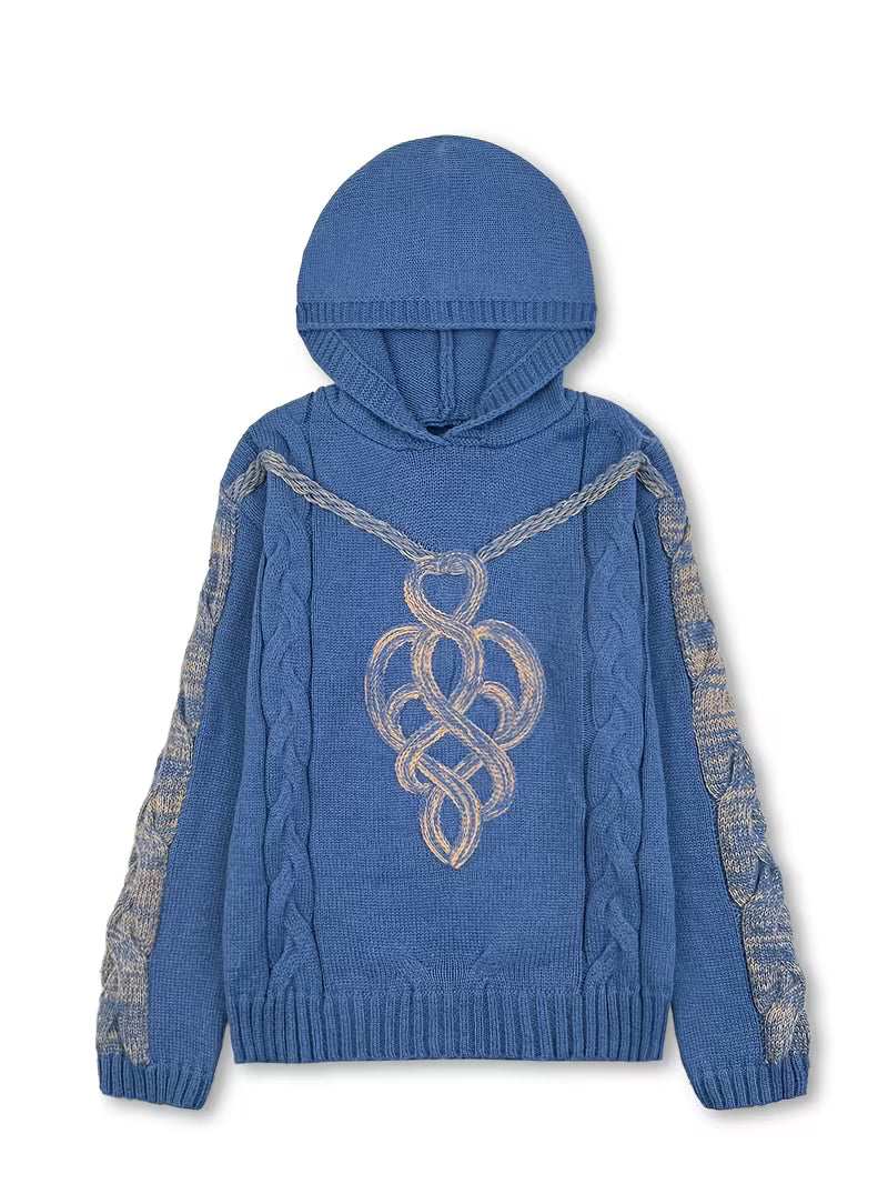 Abigaelle - Pull Vintage en Maille Naturelle à Capuche
