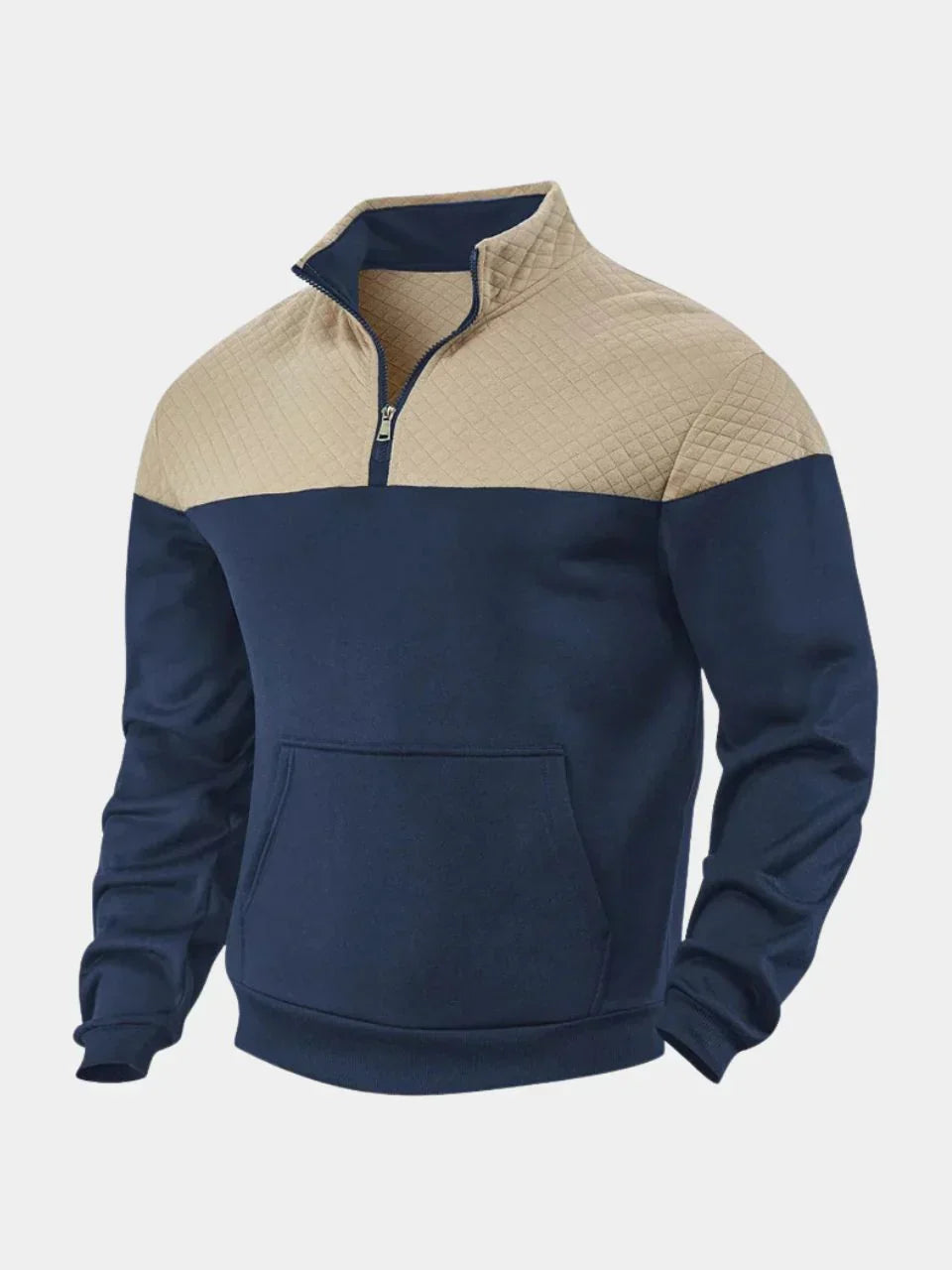 Théodore - Sweat en Coton Bicolore à Col Zippé