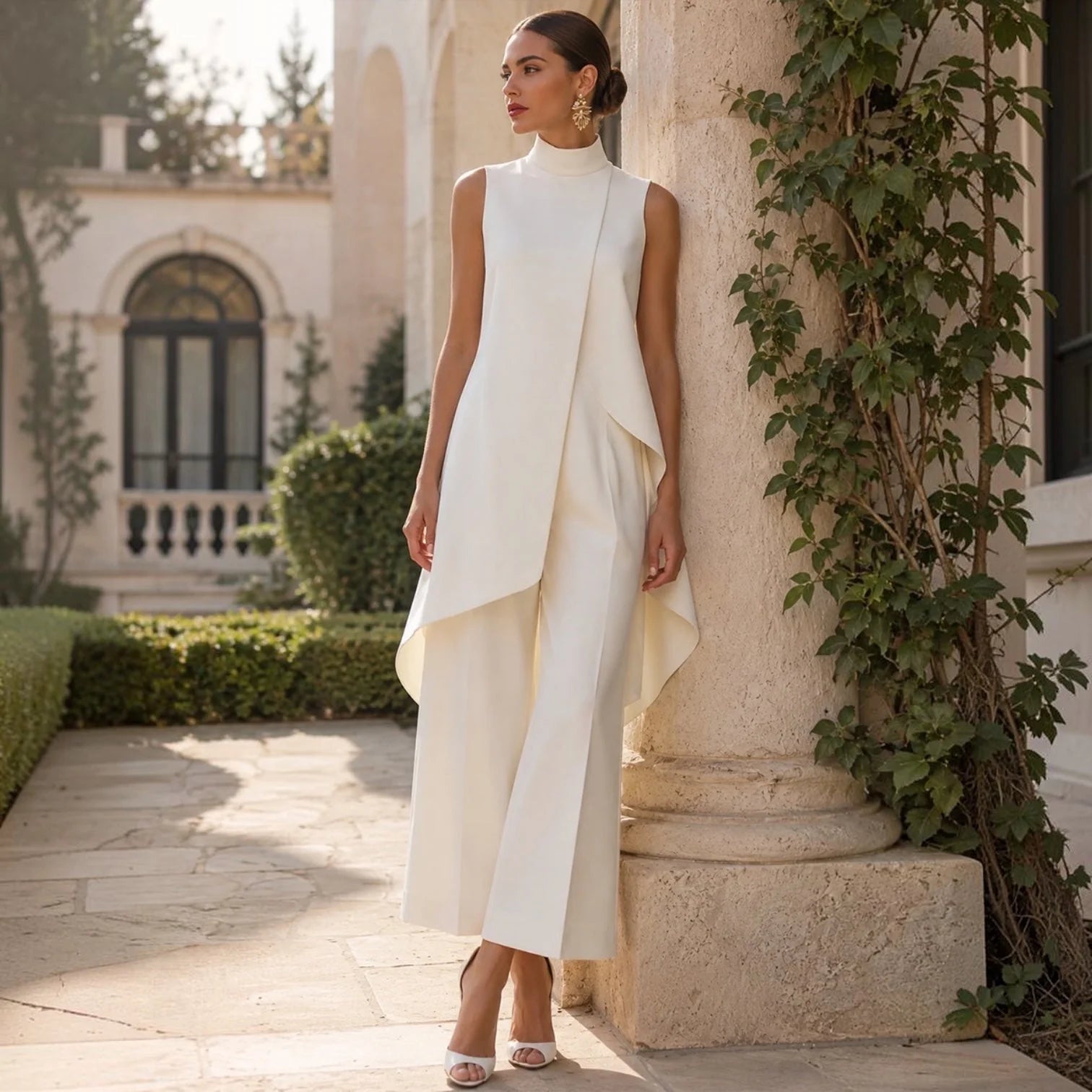 Eleanis - Mono Divino Efecto Pantalón y Blusa Larga Sofisticada