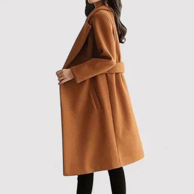Kheira - Elegantní Dlouhý Kabát S Páskem