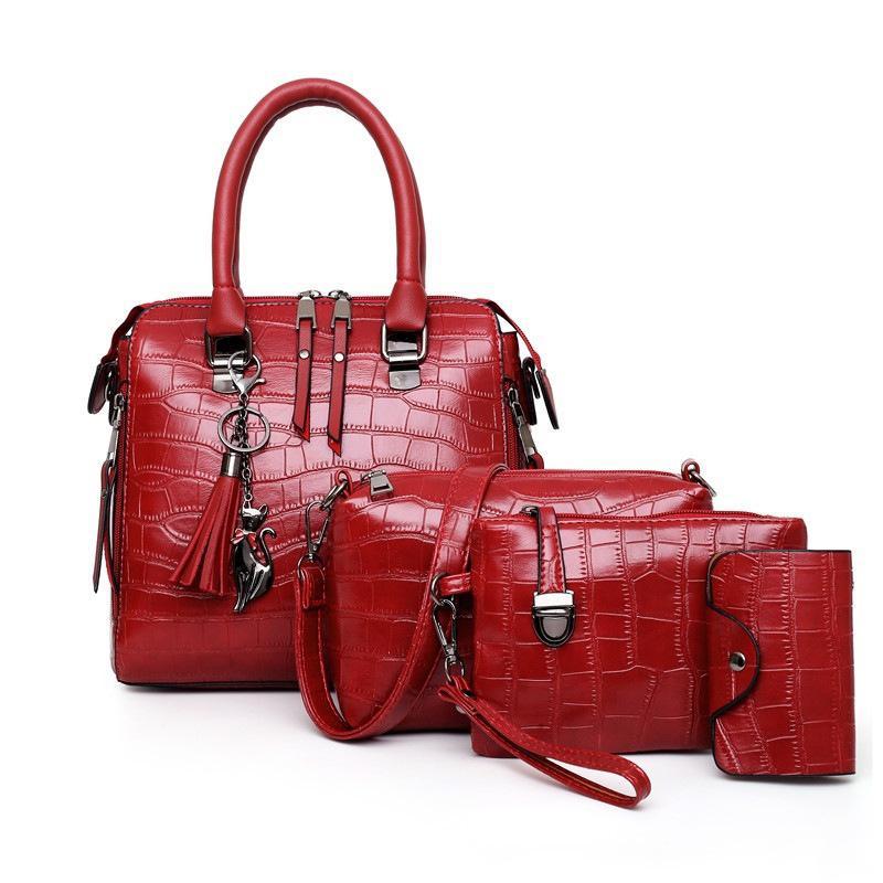 Cathy - Set de Bolsos de Cuero Cocodrilo 4pzs