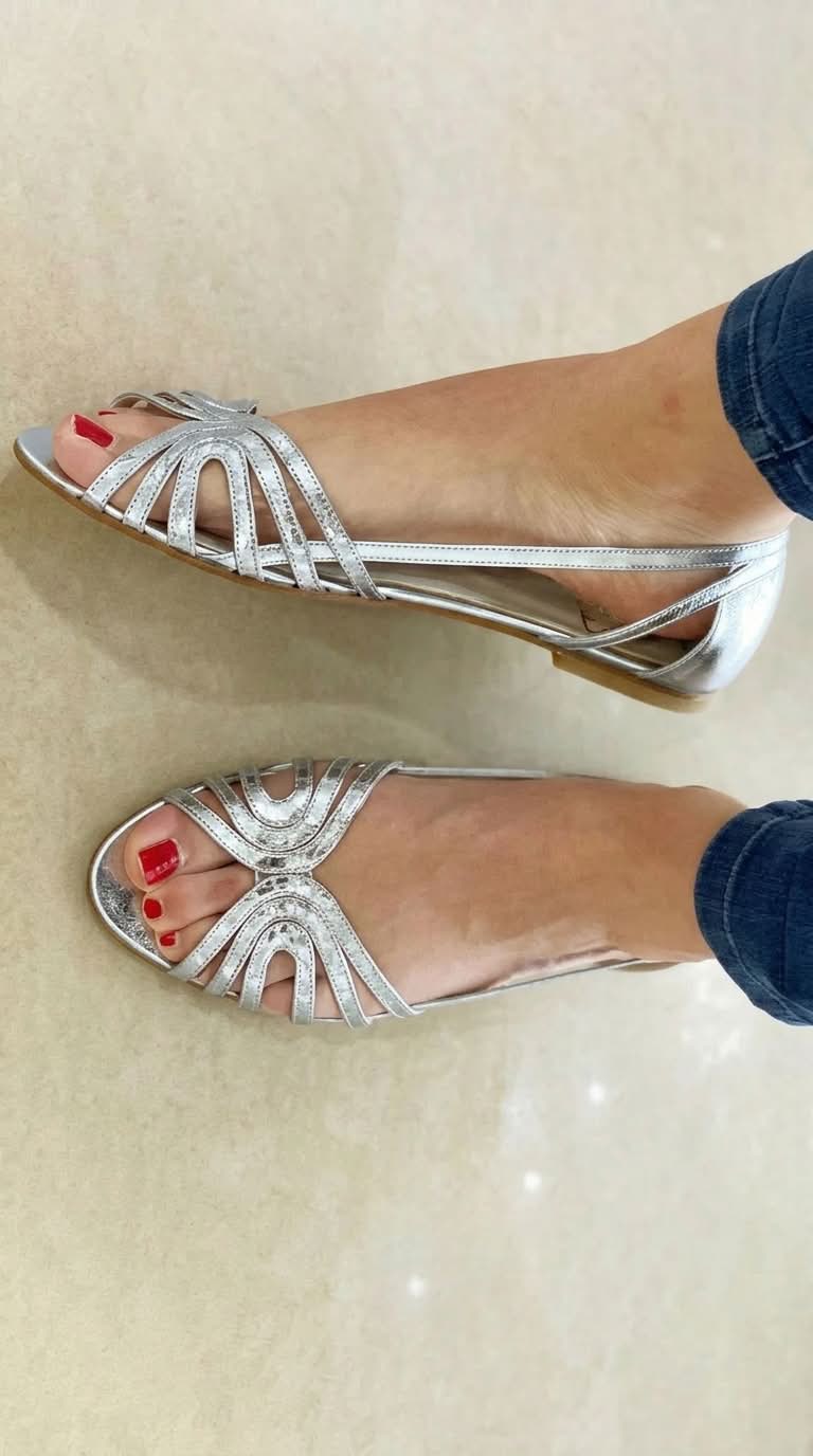 Eowyn - Sandalias Metálicas Estilo Bailarina Abiertas
