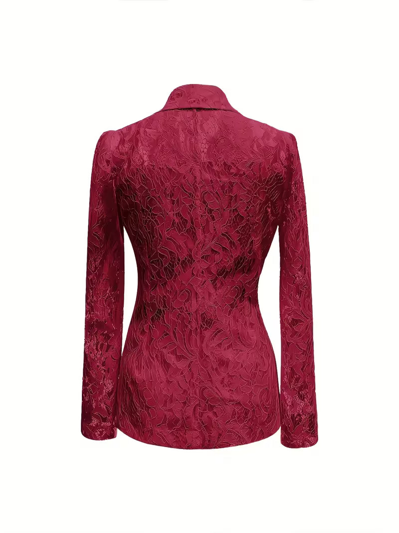 Susik - Blazer Ligero con Flores Bordadas de Encaje Forrado