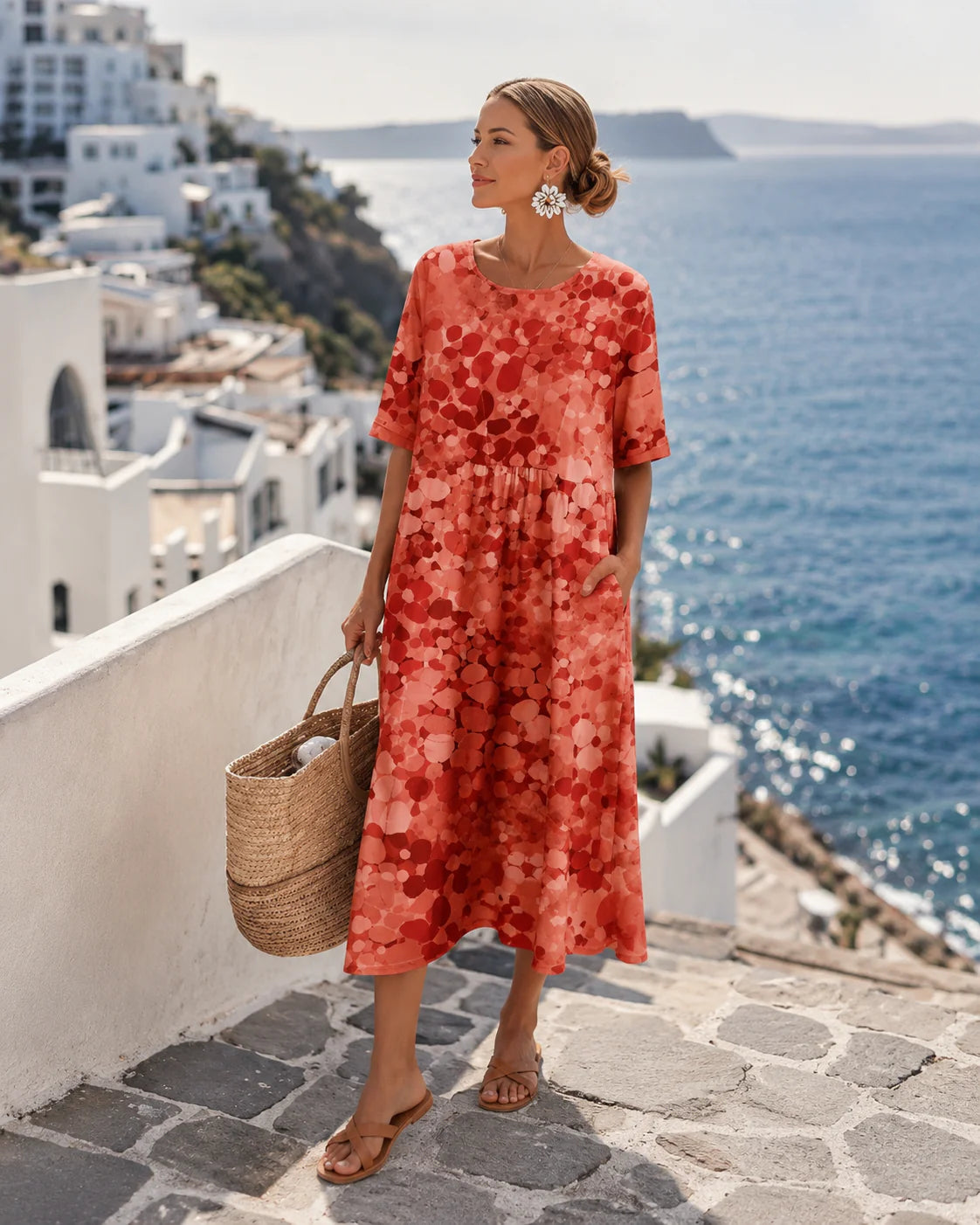 Zaruhi - Vestido con Estampado de Colores Corte Ajustado y Fluido