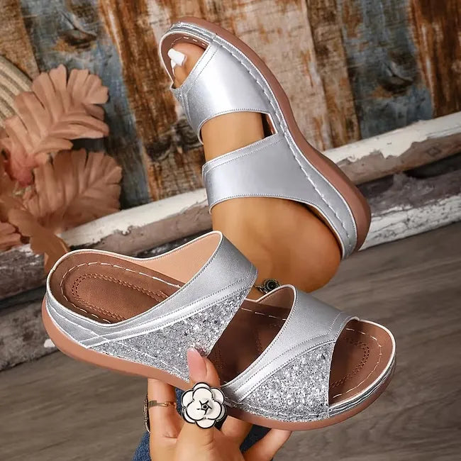 Seraphine - Mules con Cuña Cómodas de Confort Ortopédico