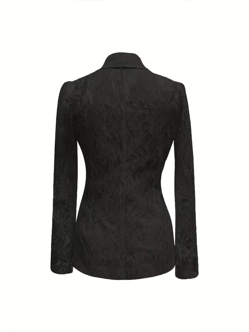 Susik - Blazer Ligero con Flores Bordadas de Encaje Forrado