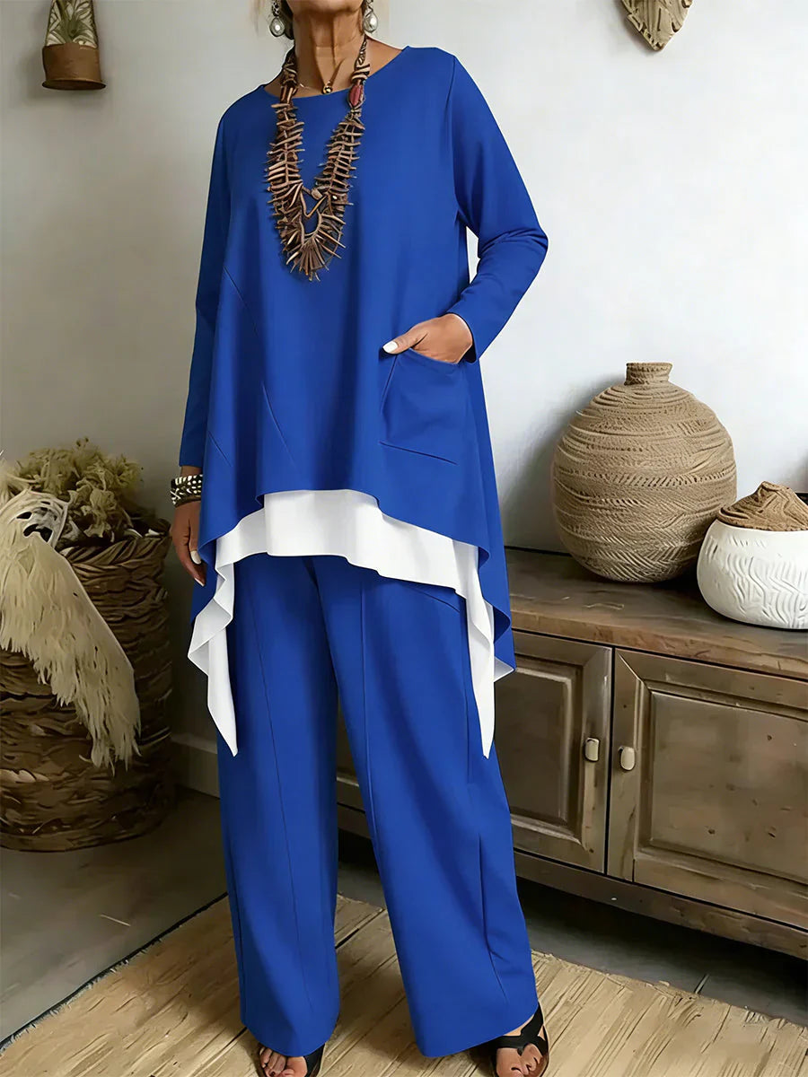 Soufya - Ensemble Blouse et Pantalon Ample｜Collier Offert