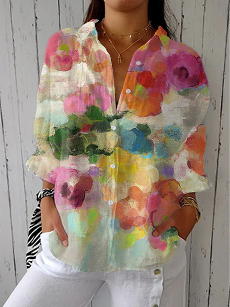 Adelaide - Blusa Ligera Casual Chic Floral de Algodón