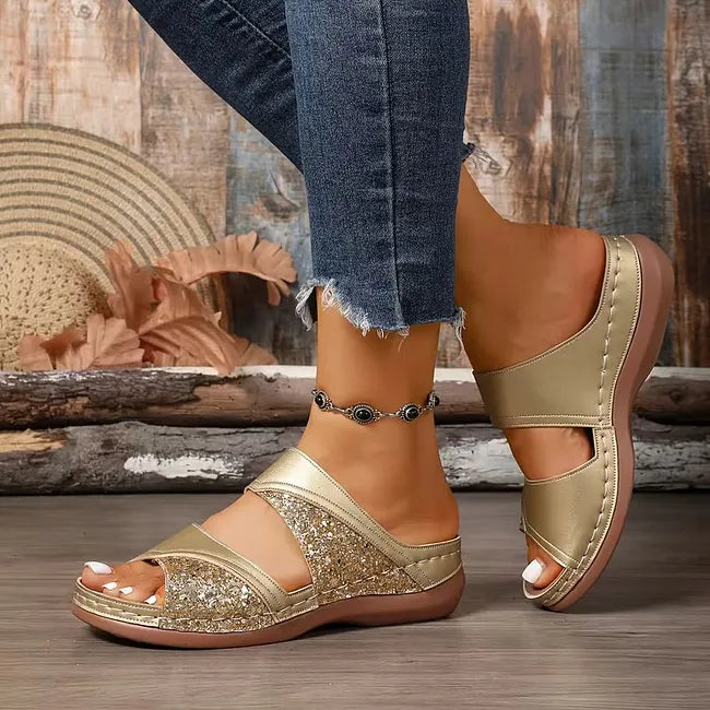 Seraphine - Mules con Cuña Cómodas de Confort Ortopédico