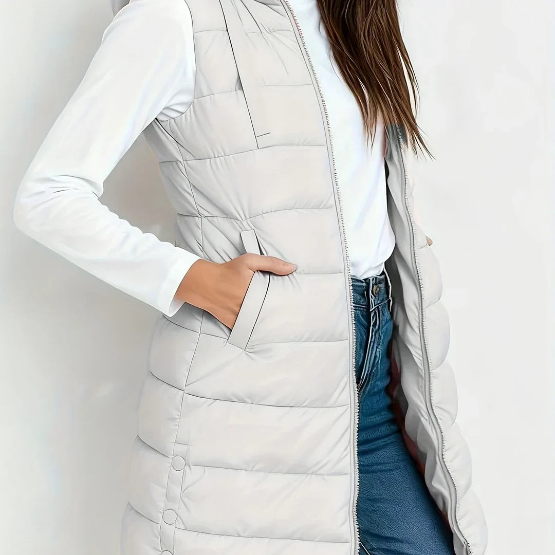 Prunille - Manteau Matelassé Sans Manches à Capuche