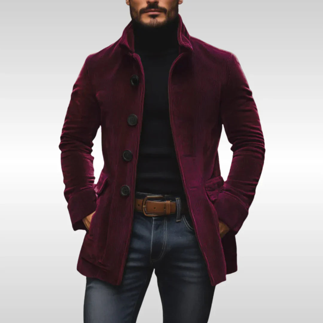 Erwin - Manteau Boutonné Rétro Chic en Velours Côtelé