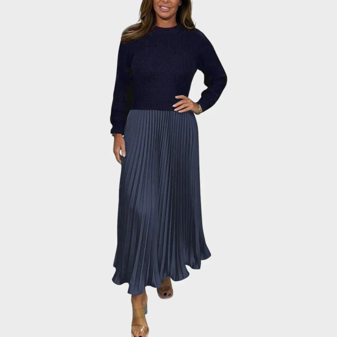 Jemma - Robe en Coton Effet 2pcs Pull et Jupe Plissée