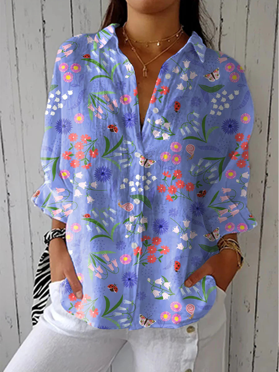 Adelaide - Blusa Ligera Casual Chic Floral de Algodón