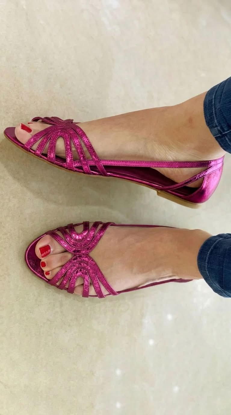 Eowyn - Sandalias Metálicas Estilo Bailarina Abiertas