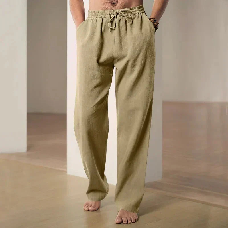 Kamel - Pantalones de Lino Transpirables y Casual