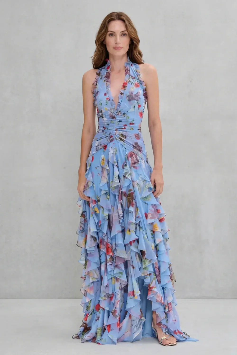 Margherita - Vestido Largo con Volantes y Flores Romántico