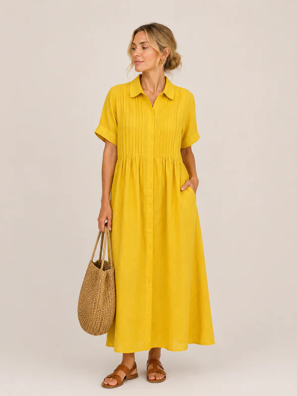 Leilie - Vestido Midi Camisero de Verano de Algodón
