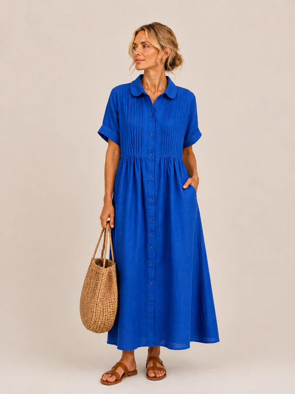 Leilie - Vestido Midi Camisero de Verano de Algodón