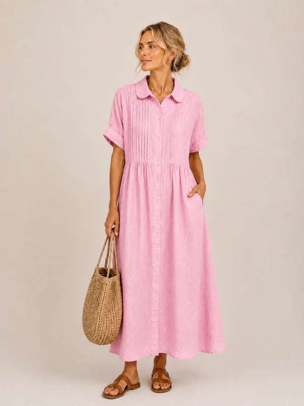 Leilie - Vestido Midi Camisero de Verano de Algodón