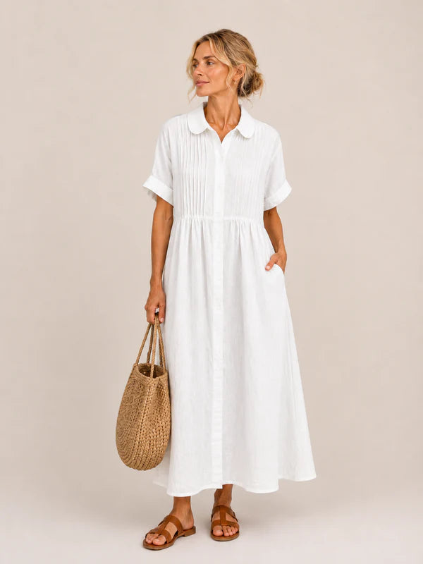 Leilie - Vestido Midi Camisero de Verano de Algodón