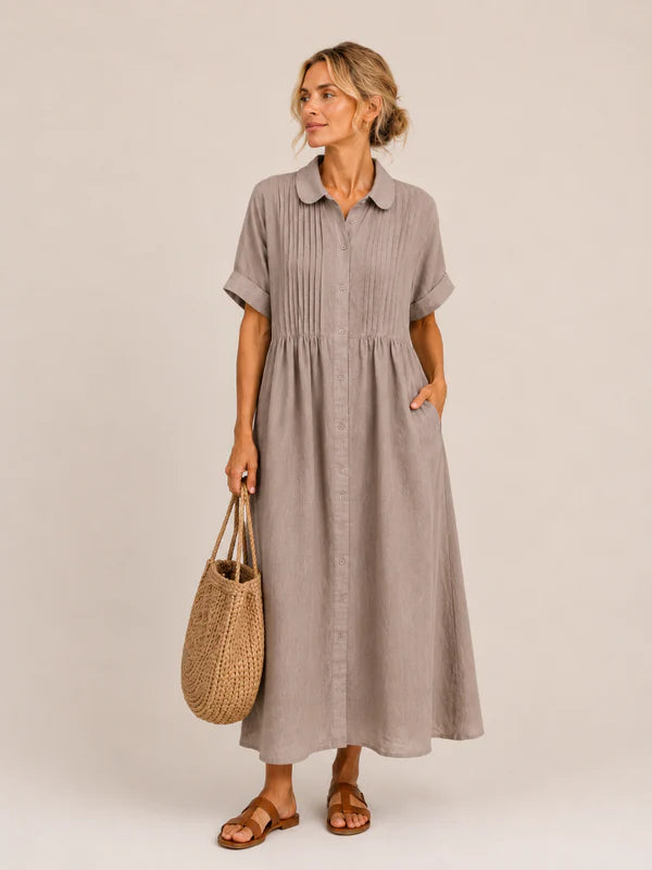 Leilie - Vestido Midi Camisero de Verano de Algodón
