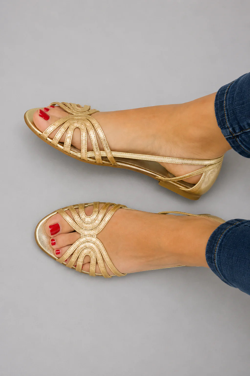 Eowyn - Sandalias Metálicas Estilo Bailarina Abiertas